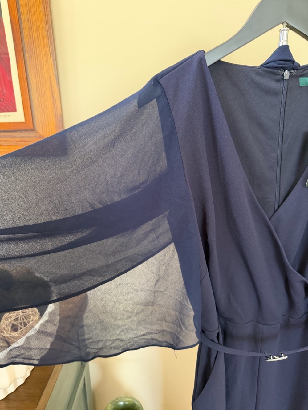 Lauren Ralph Lauren Navy Cape Sleeve Jumpsuit Size 10 NWT Elegant - Picture 3 of 14